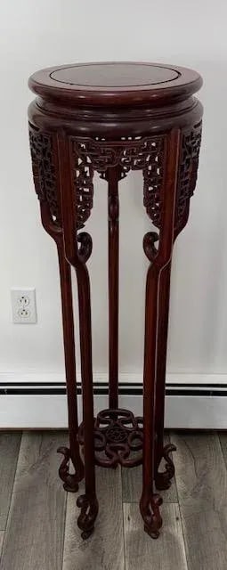 Antique Genuine Hand-Crafted Antique Chinese Rosewood Floor Plant Stand - 2