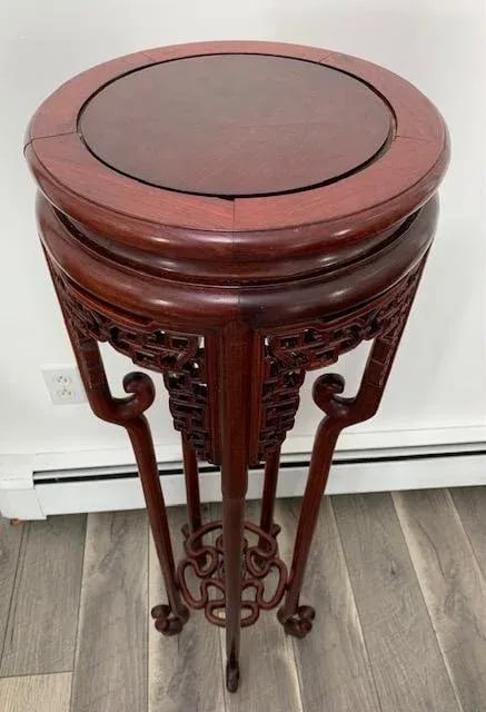 Antique Genuine Hand-Crafted Antique Chinese Rosewood Floor Plant Stand - 3