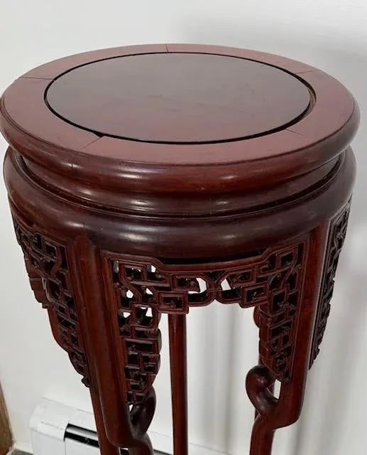 Antique Genuine Hand-Crafted Antique Chinese Rosewood Floor Plant Stand - 5