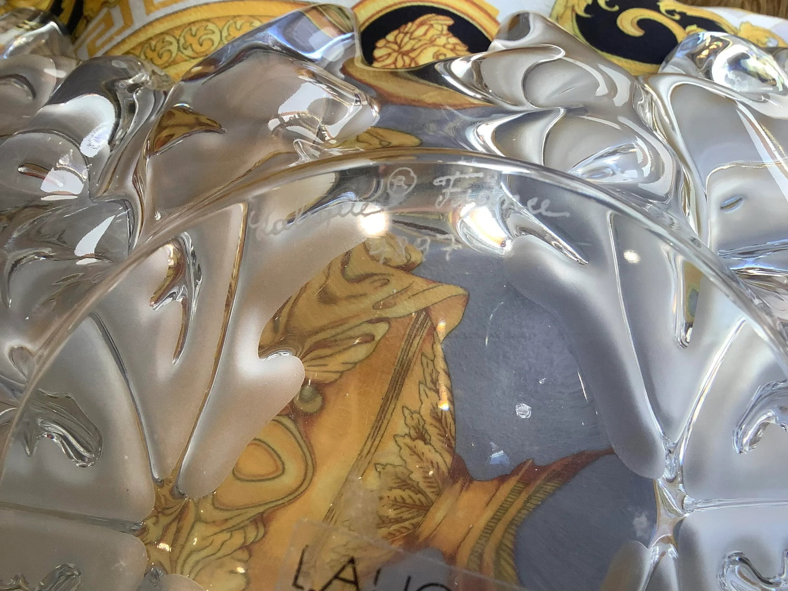 1960s Champs Elysees Bowl by Lalique Xl Signed Heavy Crystal - 7