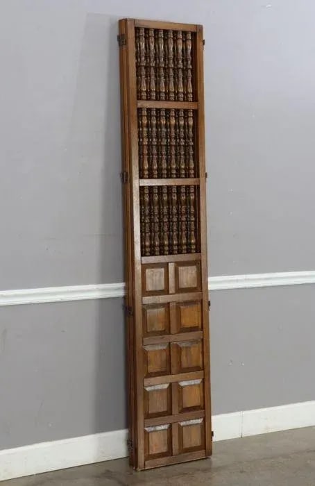 Mid Century Modern Walnut 3-Panel Room Divider With Spindle and Panel Details - 3