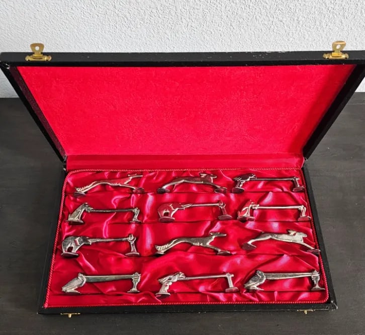 Vintage French Art Deco Benjamin Rabier Knife Rests - Set of 12 - 11