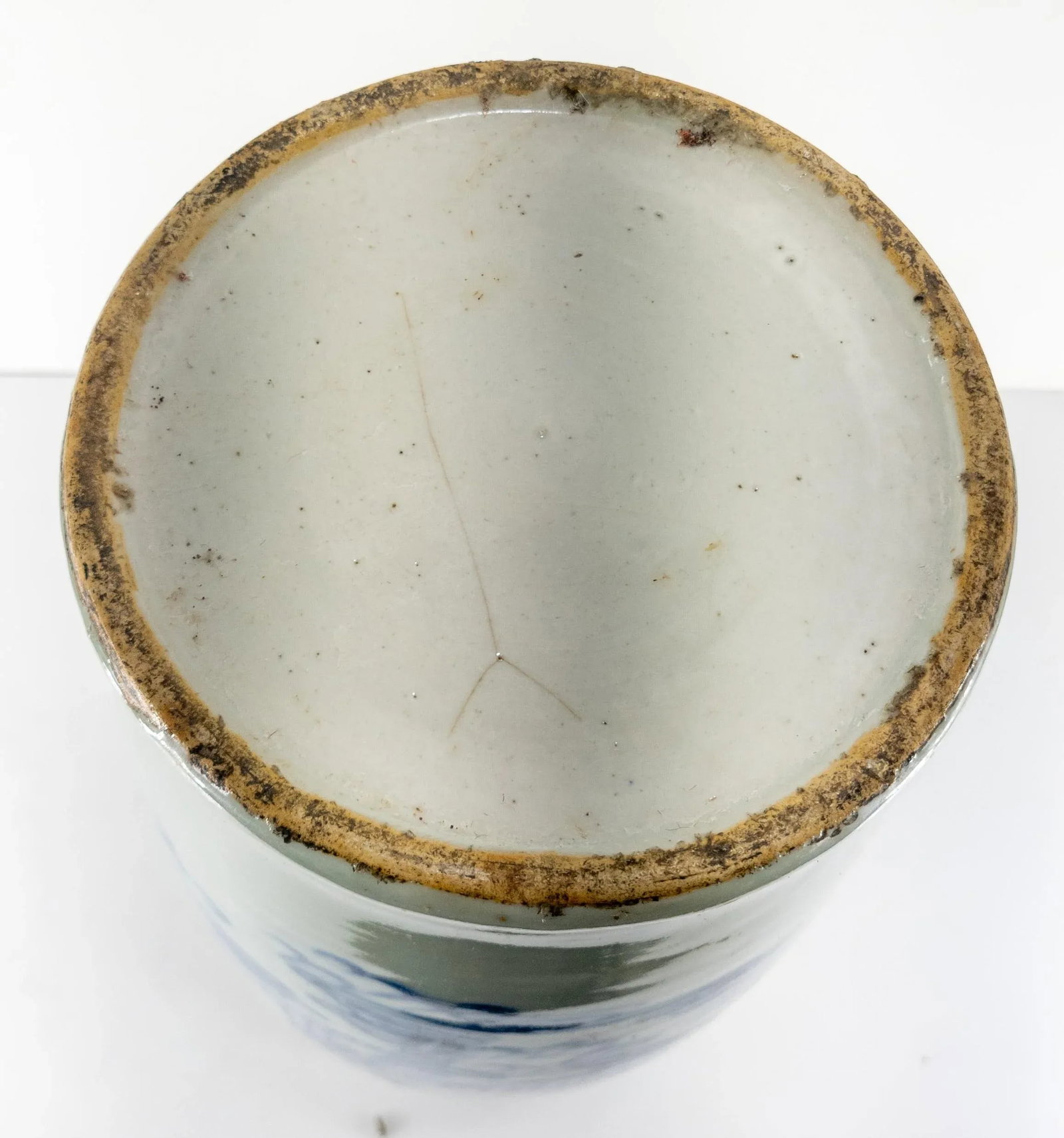 19th Century Chinese Chinoiserie Blue and White Celadon Floor Vase - 10