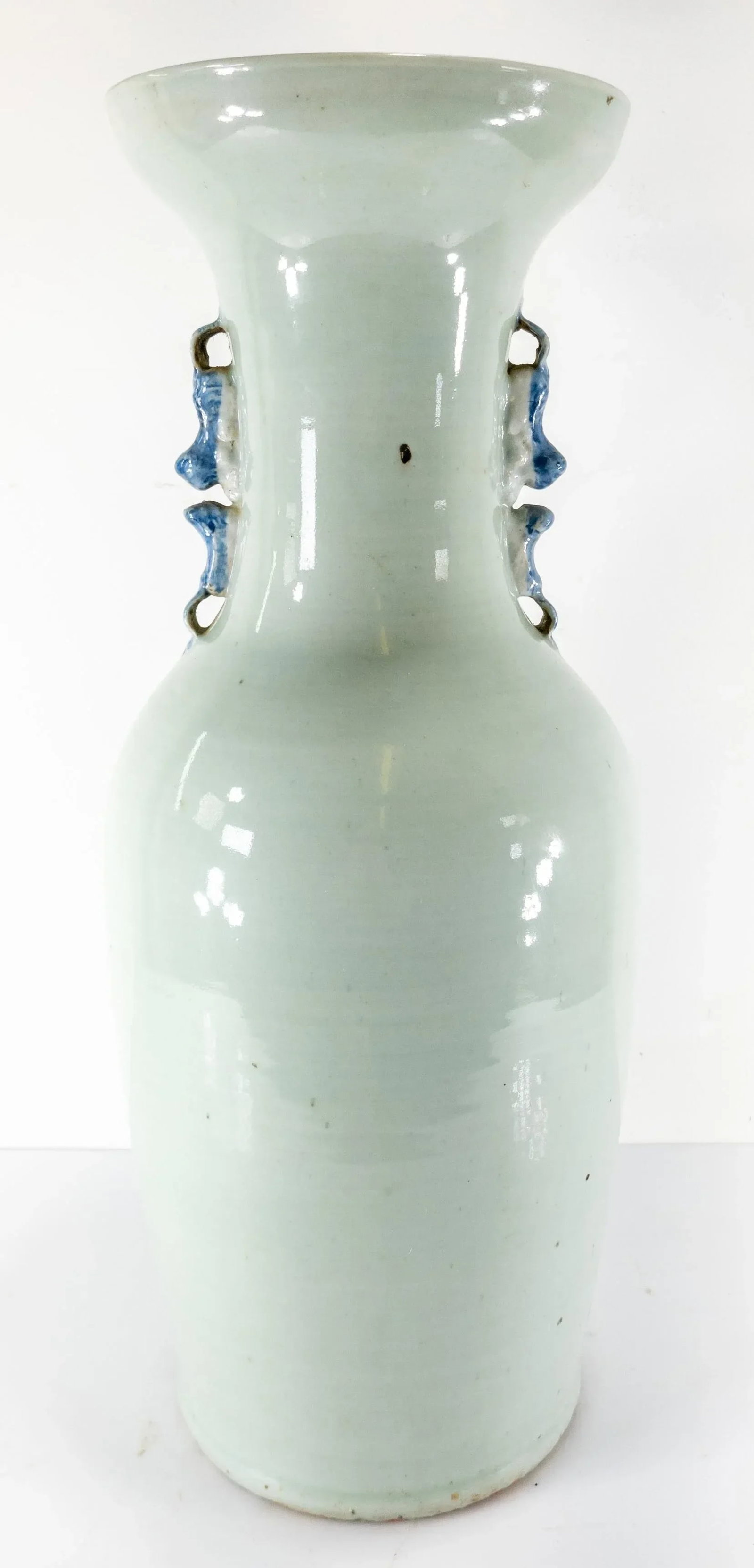 19th Century Chinese Chinoiserie Blue and White Celadon Floor Vase - 6