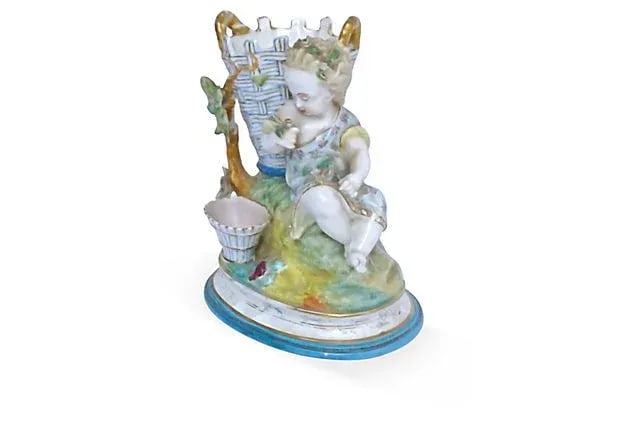 Antique French Majolica Cherub Vase - 2