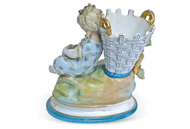 Antique French Majolica Cherub Vase - 3