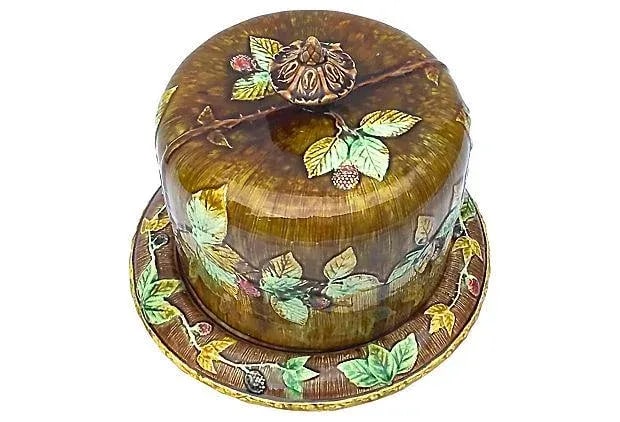 Antique Majolica Covered Dish - 2