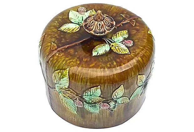 Antique Majolica Covered Dish - 4