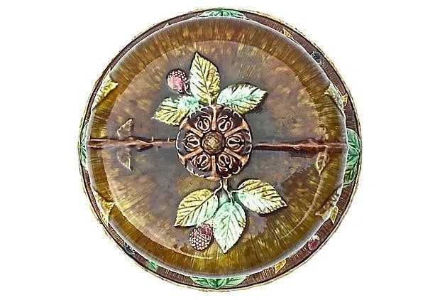 Antique Majolica Covered Dish - 5