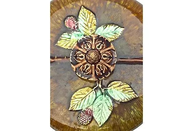 Antique Majolica Covered Dish - 8