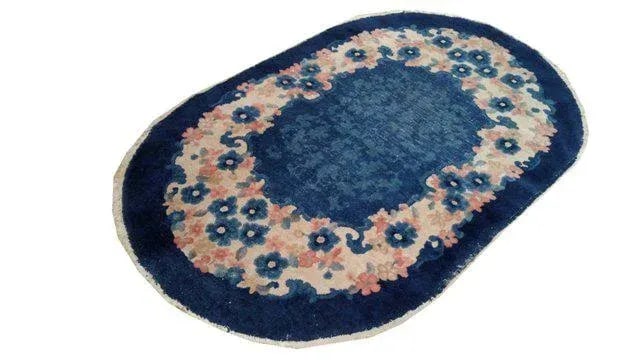 Antique Chinese Oval Hand Made Knotted Rug - 3x5 - 3