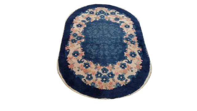 Antique Chinese Oval Handmade Knotted Rug - 3x5 - 3