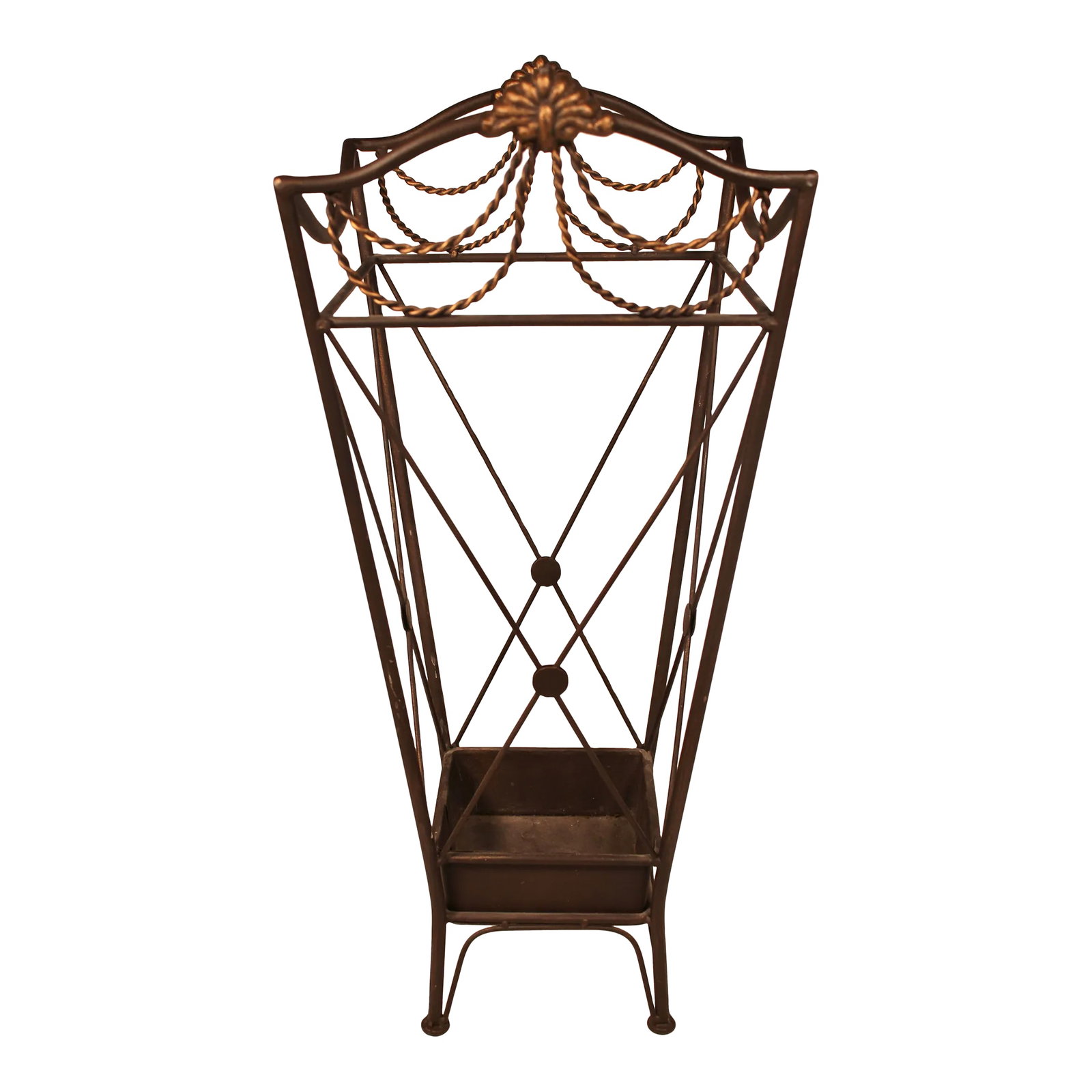 Renaissance Revival Iron Umbrella Stand: A superb Renaissance Revival Style Iron Umbrella Stand. Excellent detail and design. The shape is lovely and showcases umbrellas and canes in an elegant way. The detail is exquisite, with beautiful ar