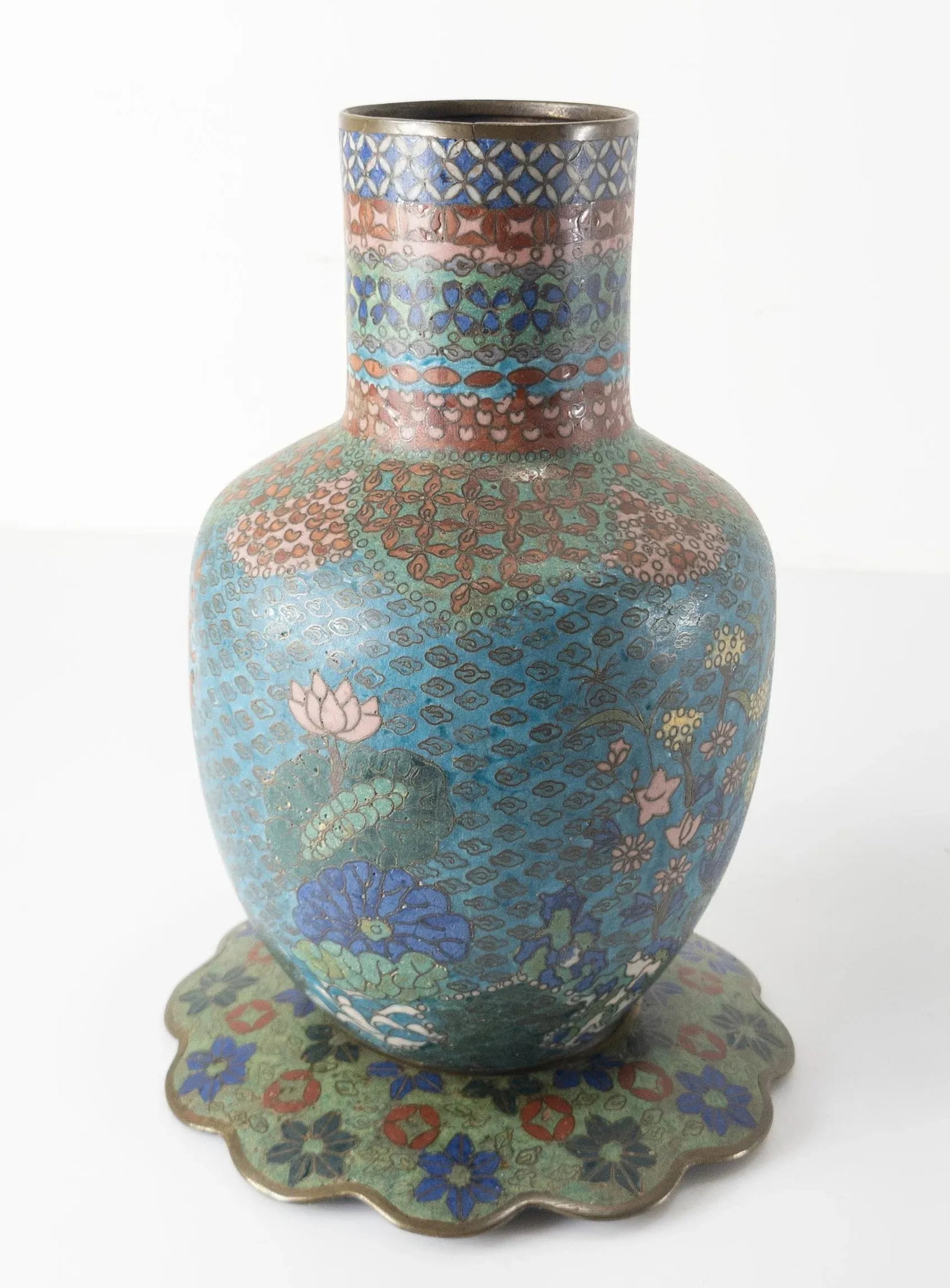 19th Century Japanese Edo Period Cloisonne Enamel Mallet Form Vase - 13