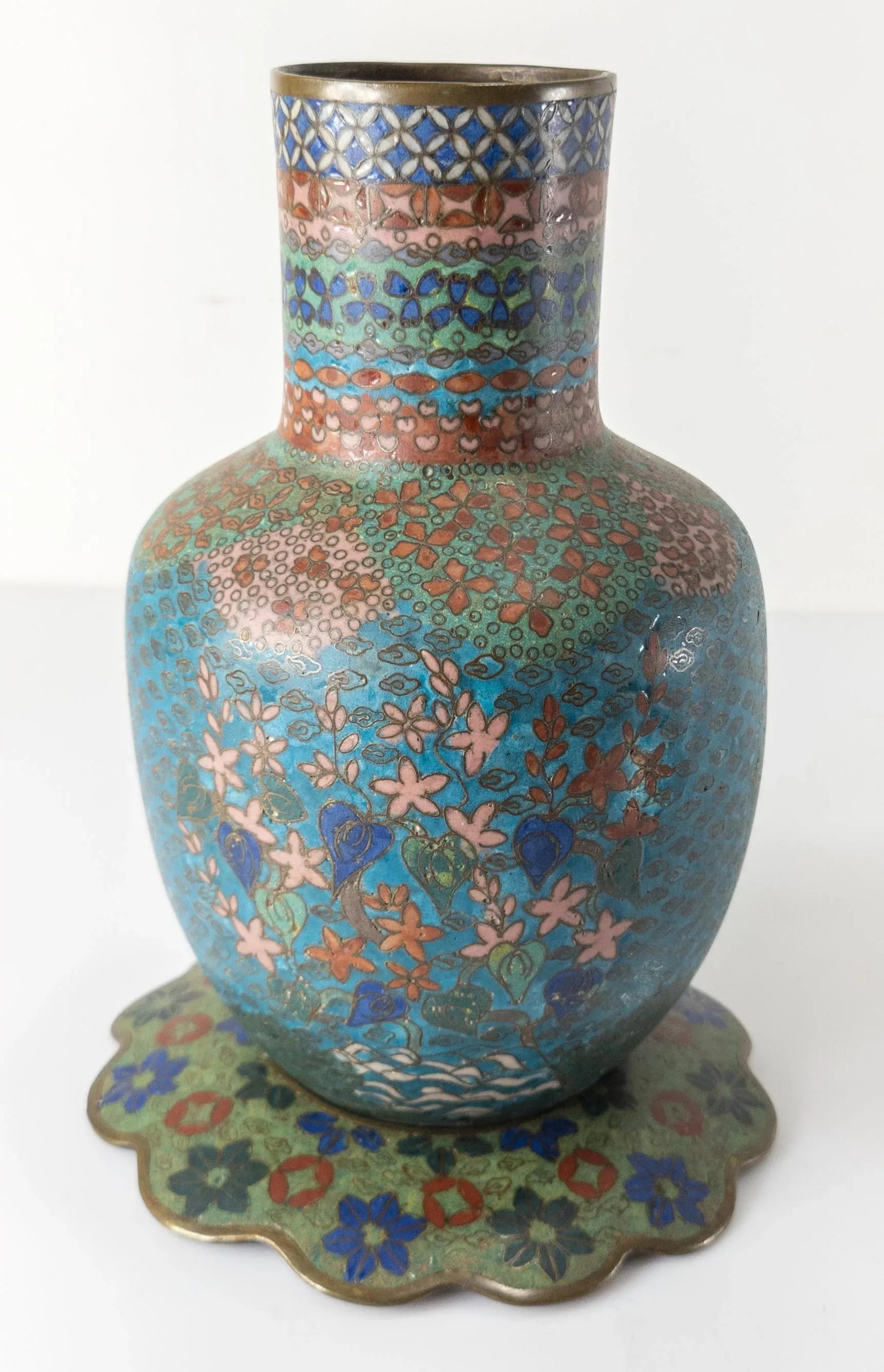 19th Century Japanese Edo Period Cloisonne Enamel Mallet Form Vase - 3