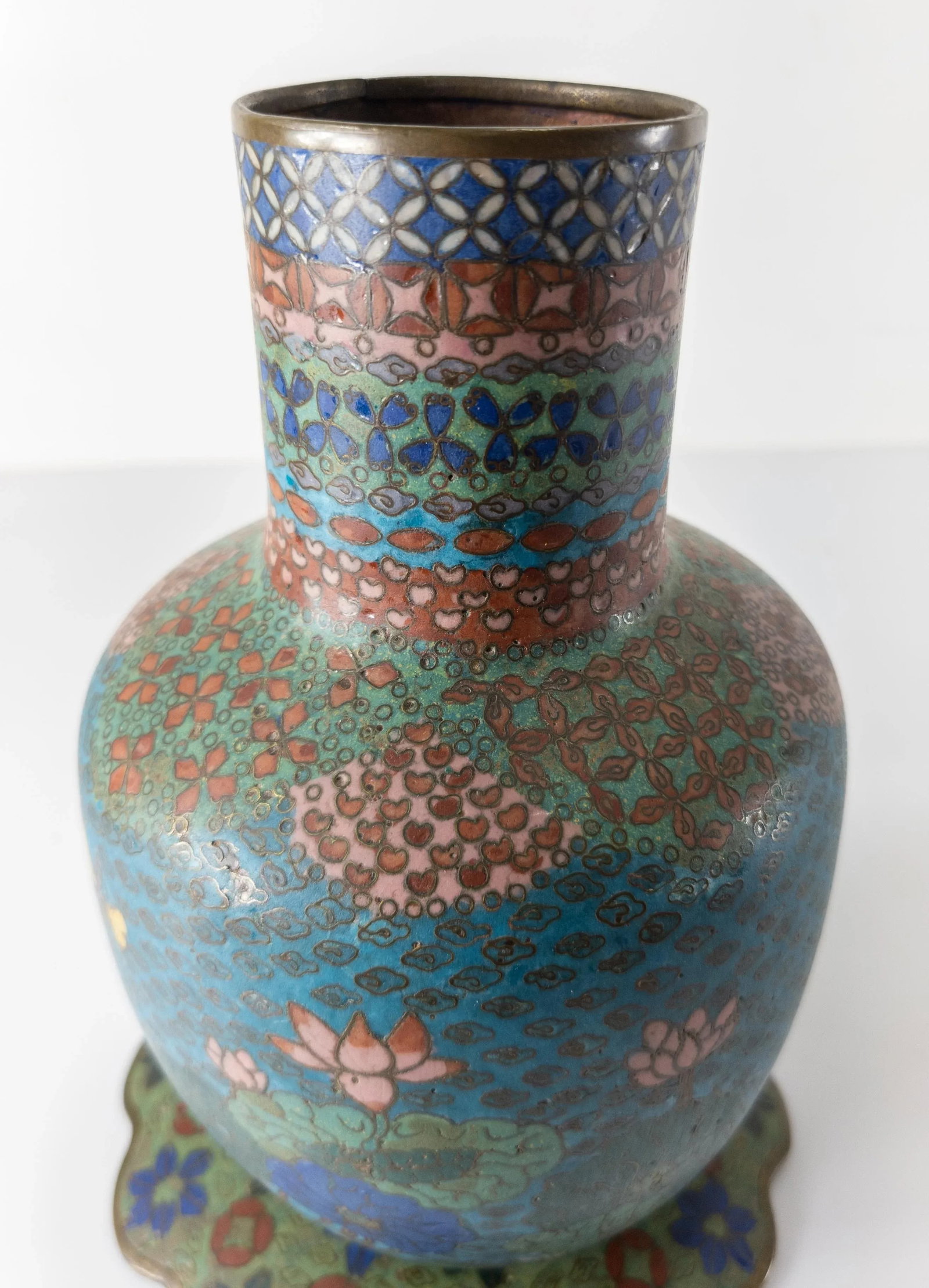 19th Century Japanese Edo Period Cloisonne Enamel Mallet Form Vase - 5