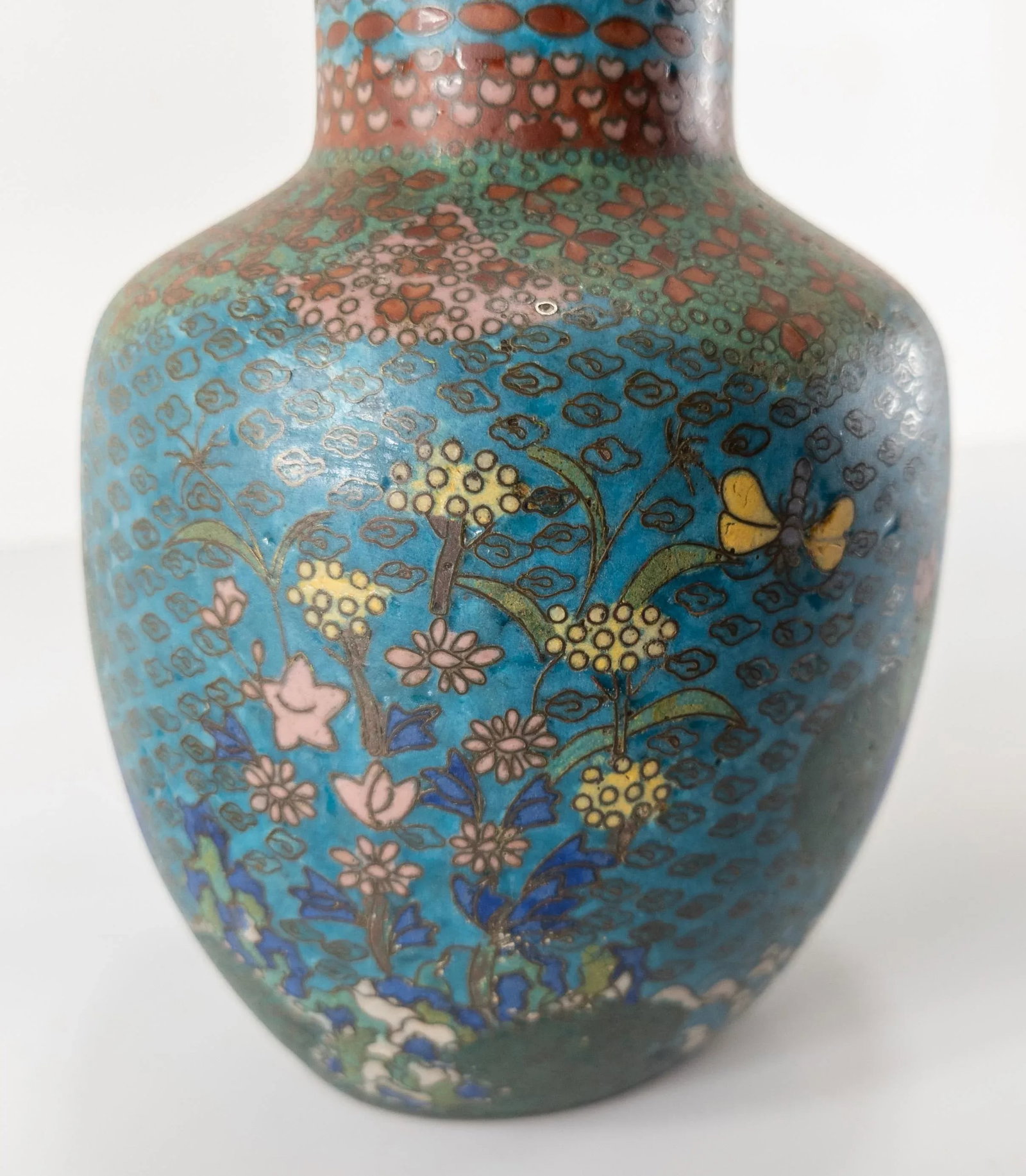 19th Century Japanese Edo Period Cloisonne Enamel Mallet Form Vase - 9