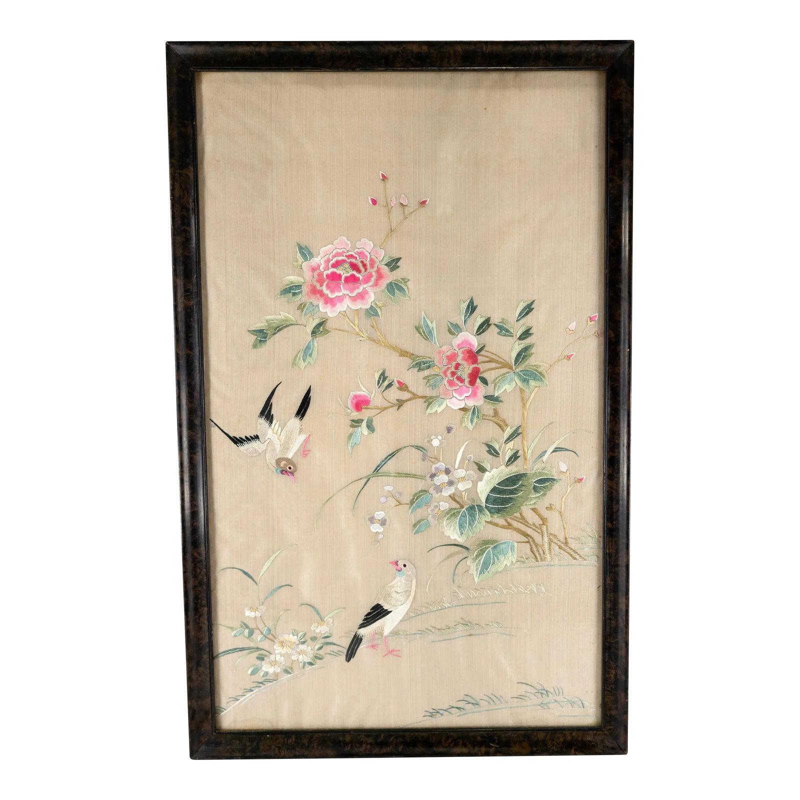 Early 20th Century Chinese Colorful Chinoiserie Embroidered Silk Textile Panel (1 of 11)