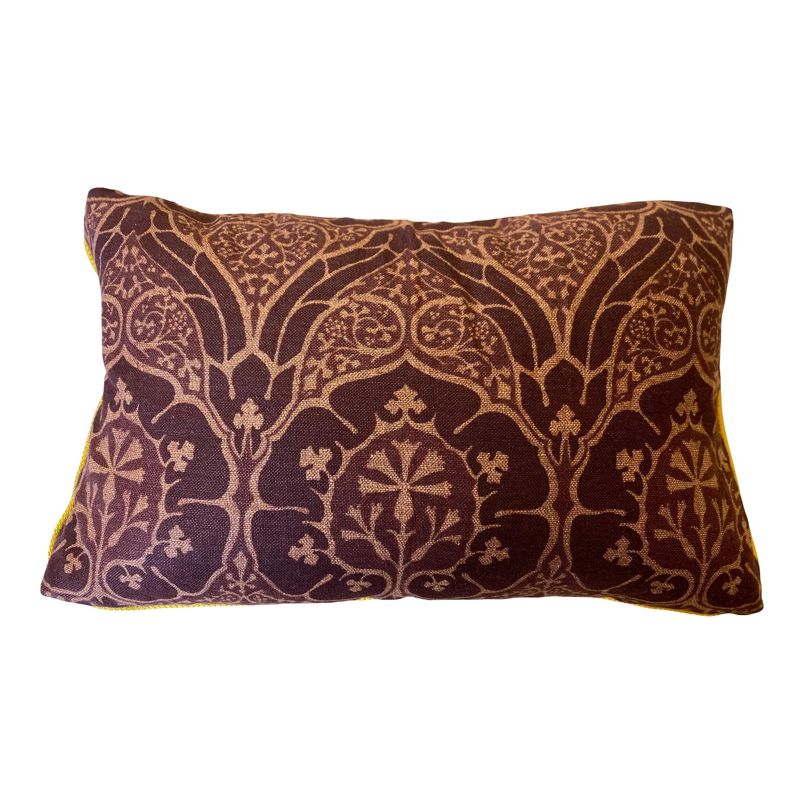 Morris & Co. Voysey Turkish Corner Pillow, Large Lumbar 15" X 22": 3" x 15" x 22" Morris & Co cotton print pattern from 2015 on the face of this generously sized pillow. Pattern named for C.F.A. Voysey a contemporary of William Morris, architect and designer of