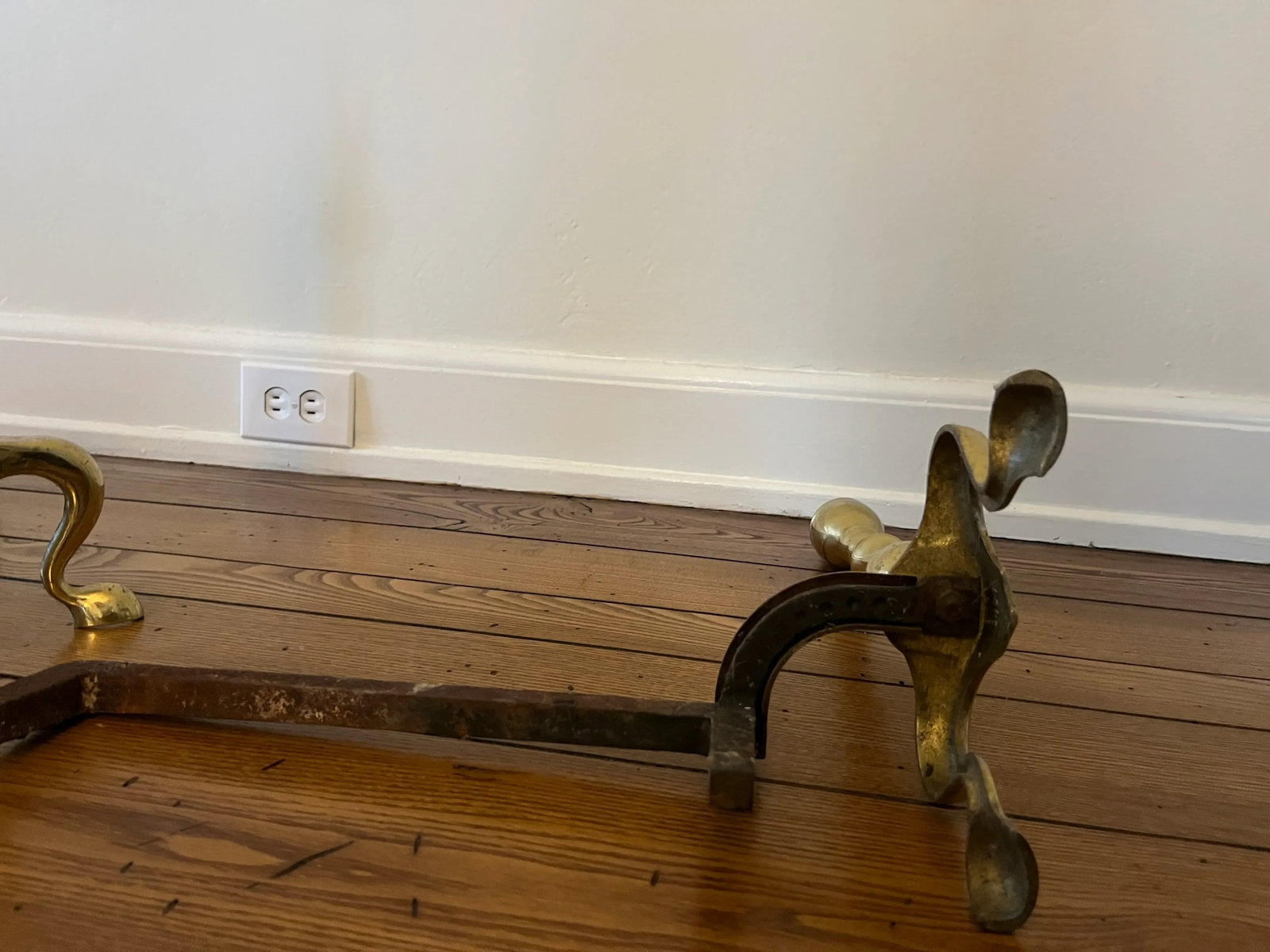 Vintage 1980s Polished Brass Andirons, Pair - 4