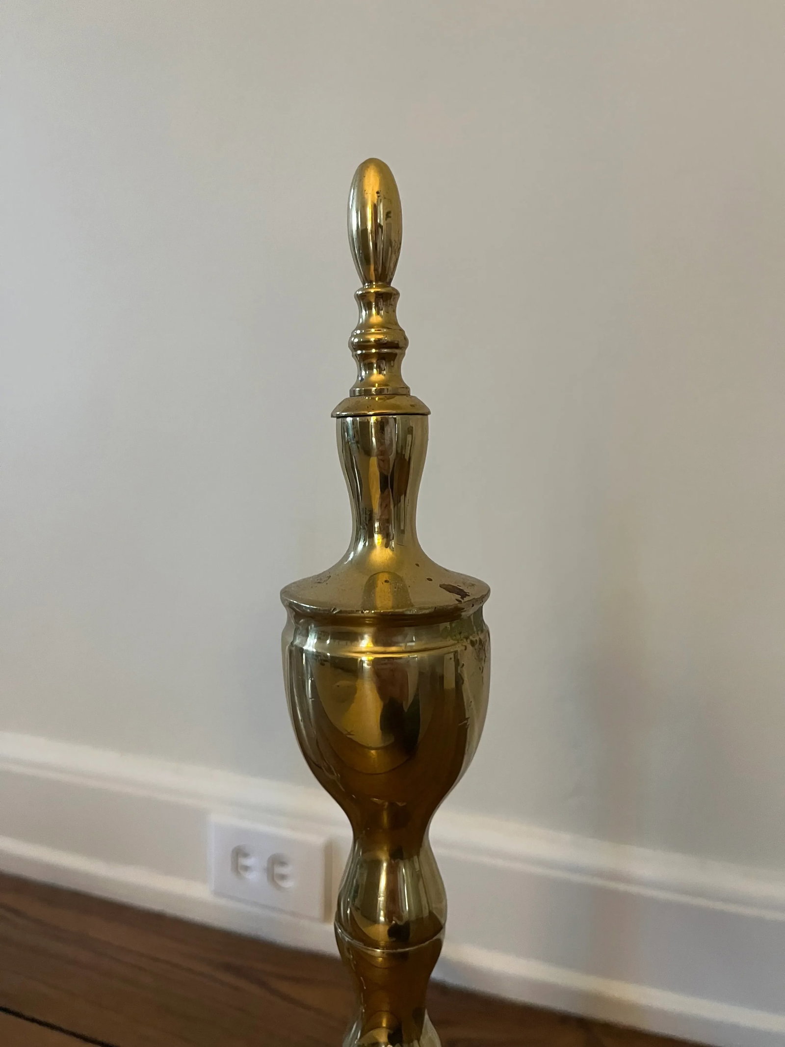 Vintage 1980s Polished Brass Andirons, Pair - 6