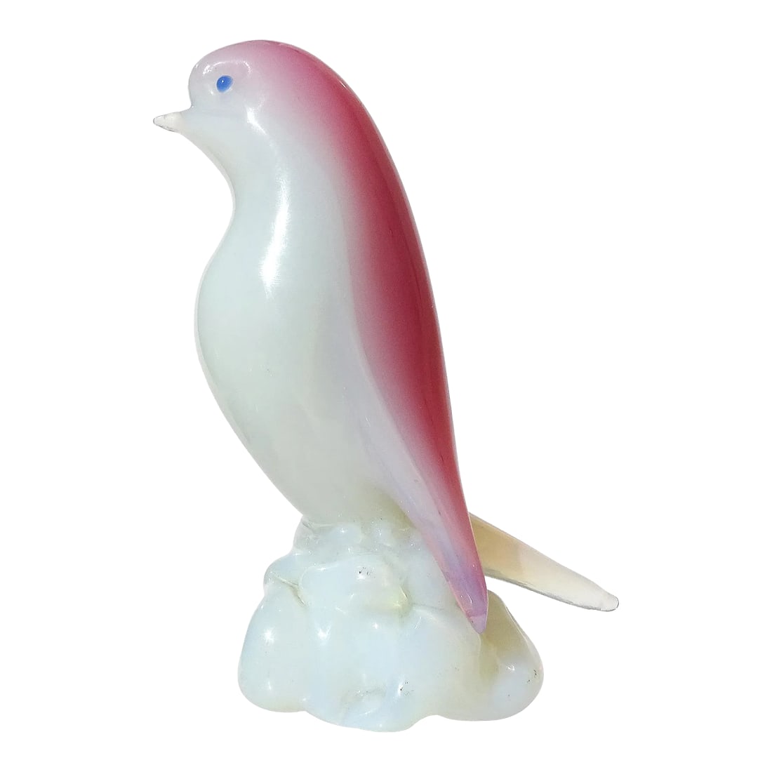 Seguso Vetri d'Arte Murano Vintage Pink Opalescent White Italian Art Glass Bird Figure Sculpture (1 of 7)