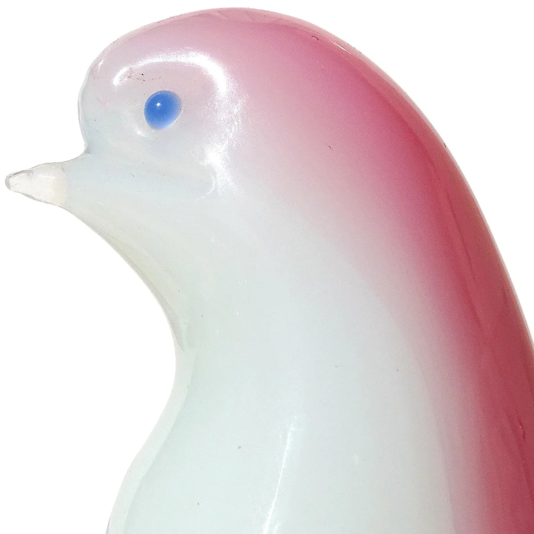 Seguso Vetri d'Arte Murano Vintage Pink Opalescent White Italian Art Glass Bird Figure Sculpture - 3