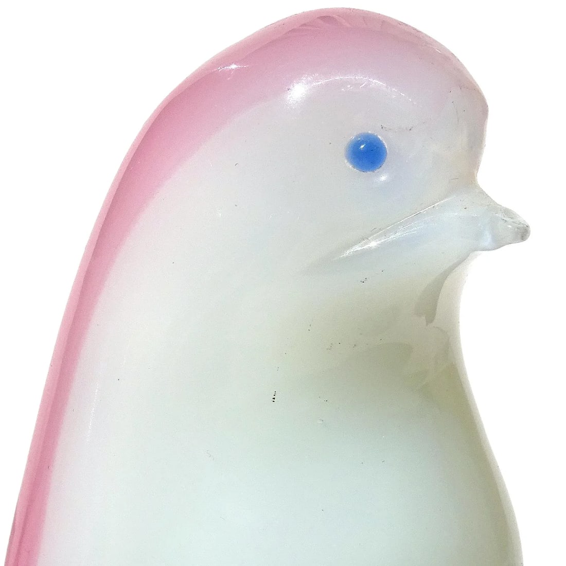 Seguso Vetri d'Arte Murano Vintage Pink Opalescent White Italian Art Glass Bird Figure Sculpture - 4
