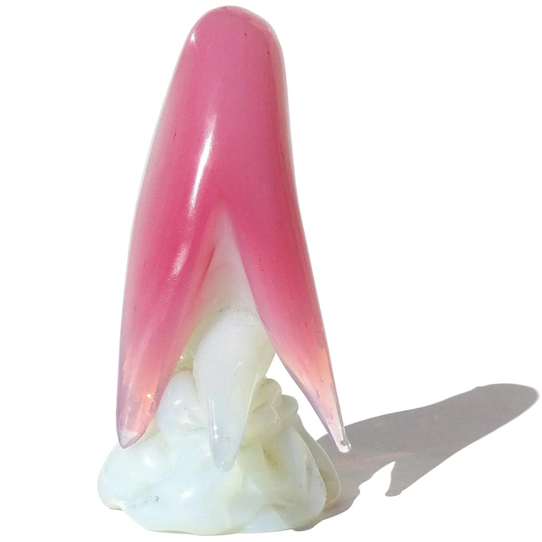 Seguso Vetri d'Arte Murano Vintage Pink Opalescent White Italian Art Glass Bird Figure Sculpture - 5