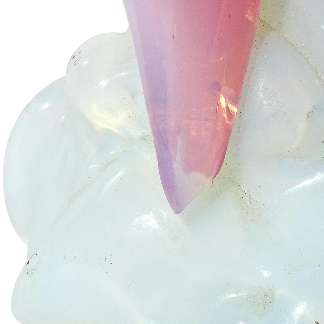 Seguso Vetri d'Arte Murano Vintage Pink Opalescent White Italian Art Glass Bird Figure Sculpture - 6