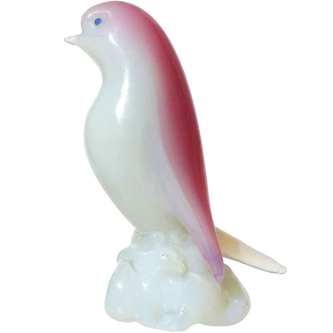 Seguso Vetri d'Arte Murano Vintage Pink Opalescent White Italian Art Glass Bird Figure Sculpture - 7