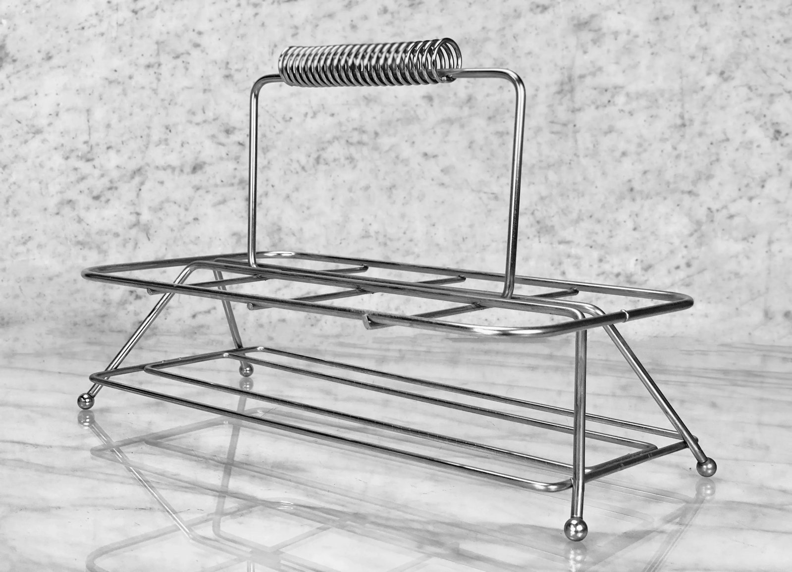 Mid-Century Modern Silver Foliage 8-Glass Bar Caddy by Libbey - 4