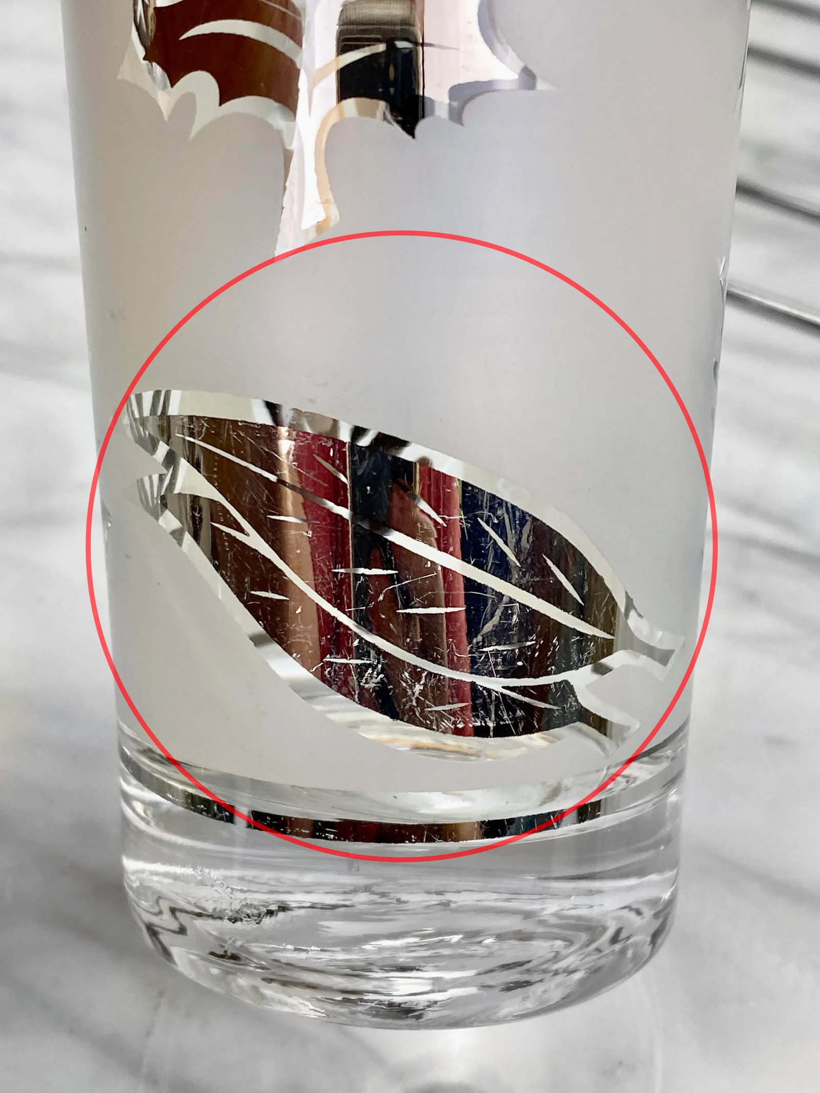 Mid-Century Modern Silver Foliage 8-Glass Bar Caddy by Libbey - 6