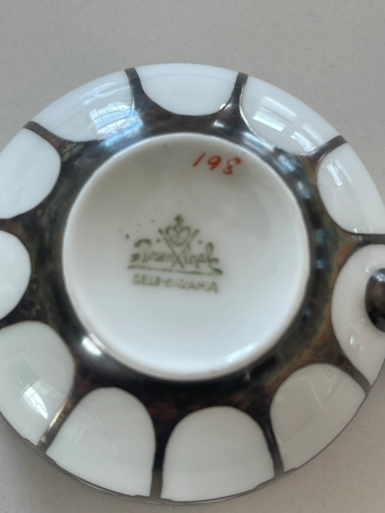 Early 20th Century Rosenthal Selb Bavaria Demitasse Silver Onlay Cup and Saucer Set- 2 Pieces - 3