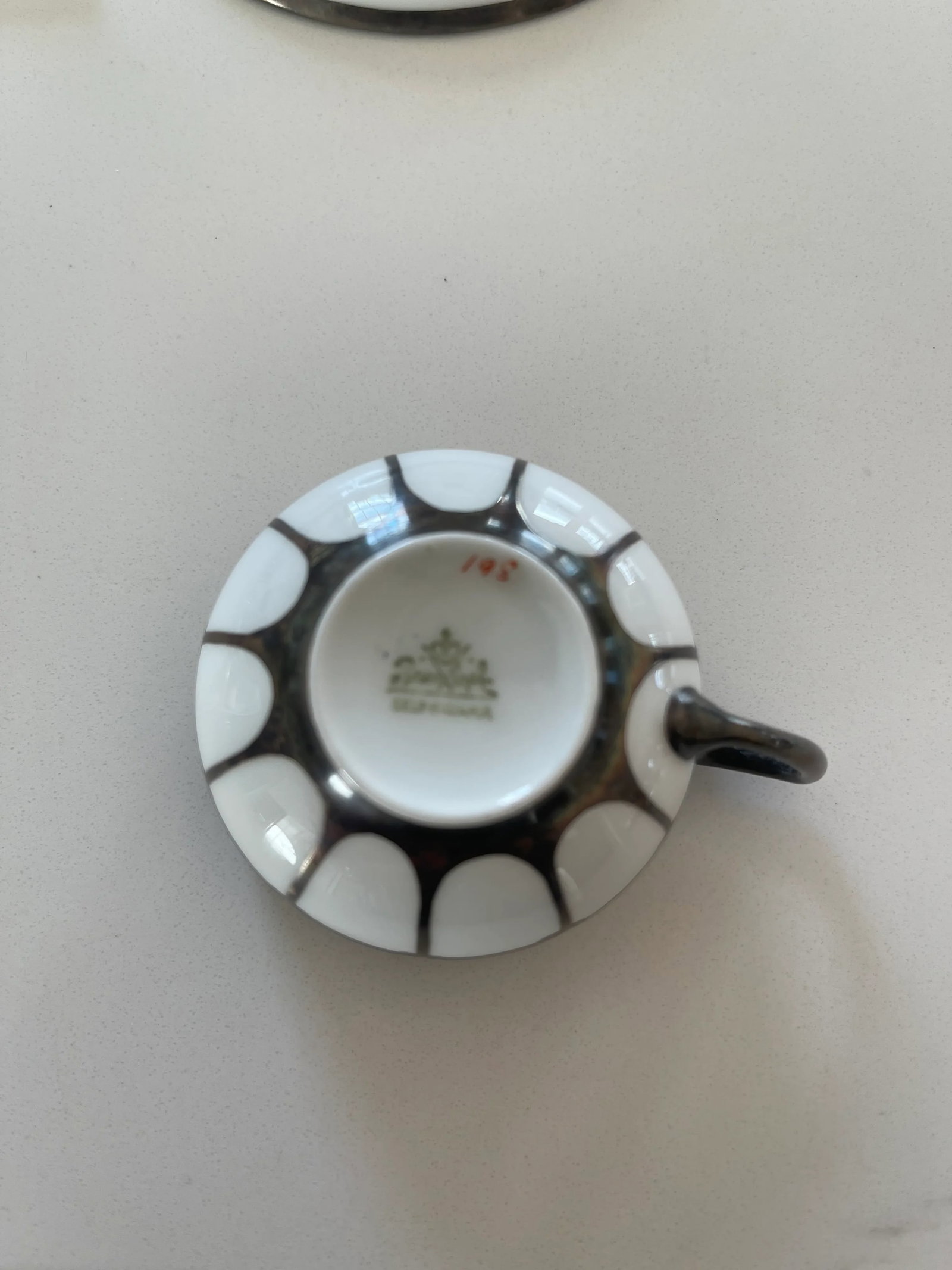 Early 20th Century Rosenthal Selb Bavaria Demitasse Silver Onlay Cup and Saucer Set- 2 Pieces - 4