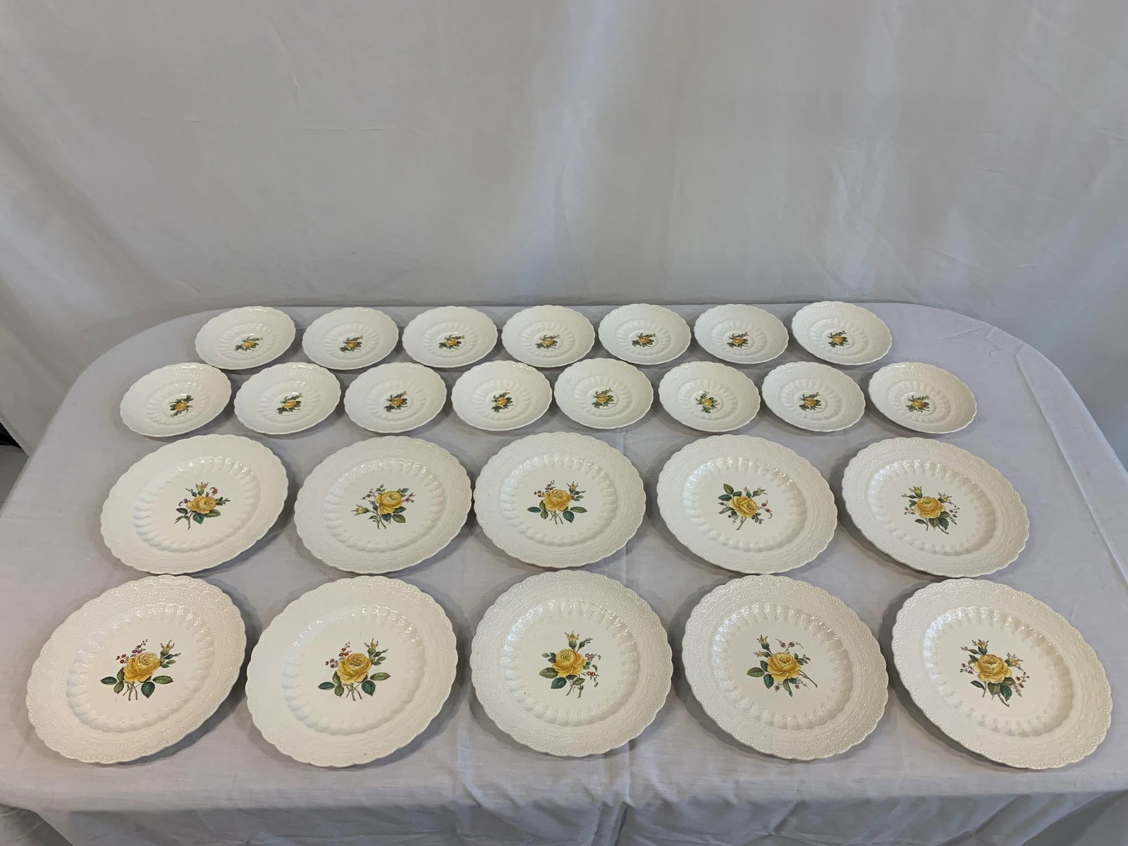 1920s Spode's Billingsley Rose Yellow Luncheon Plates- Set of 10 - 12