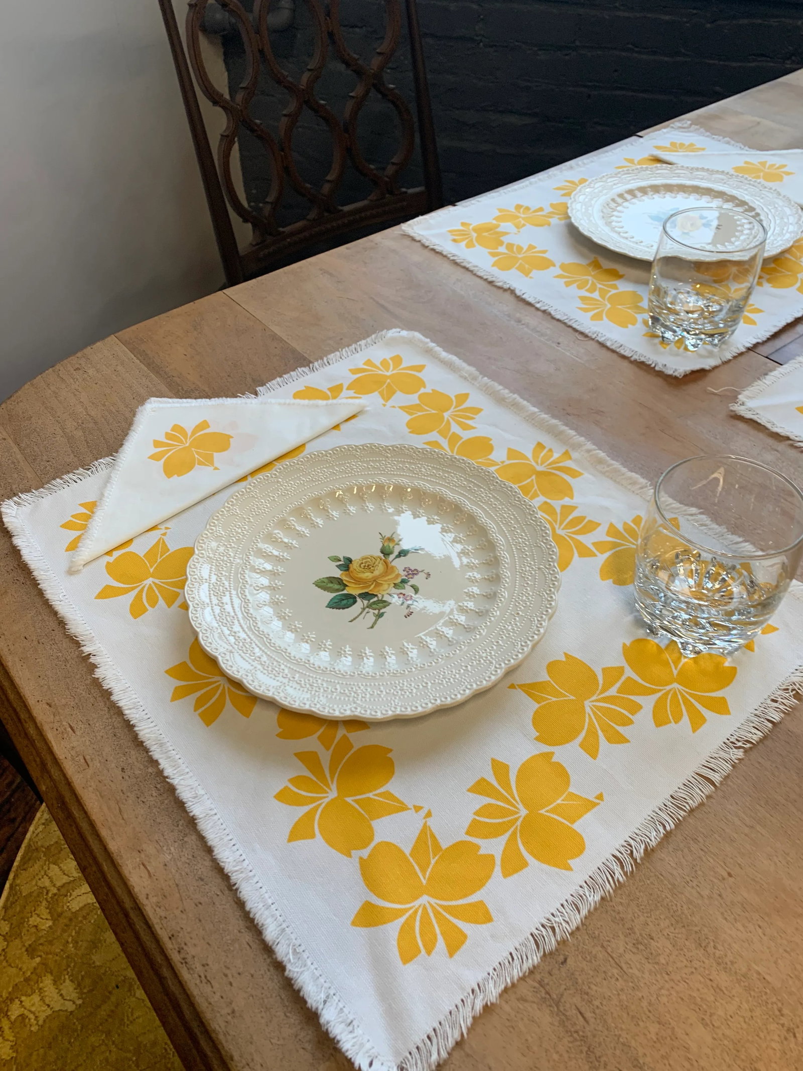 1920s Spode's Billingsley Rose Yellow Luncheon Plates- Set of 10 - 4