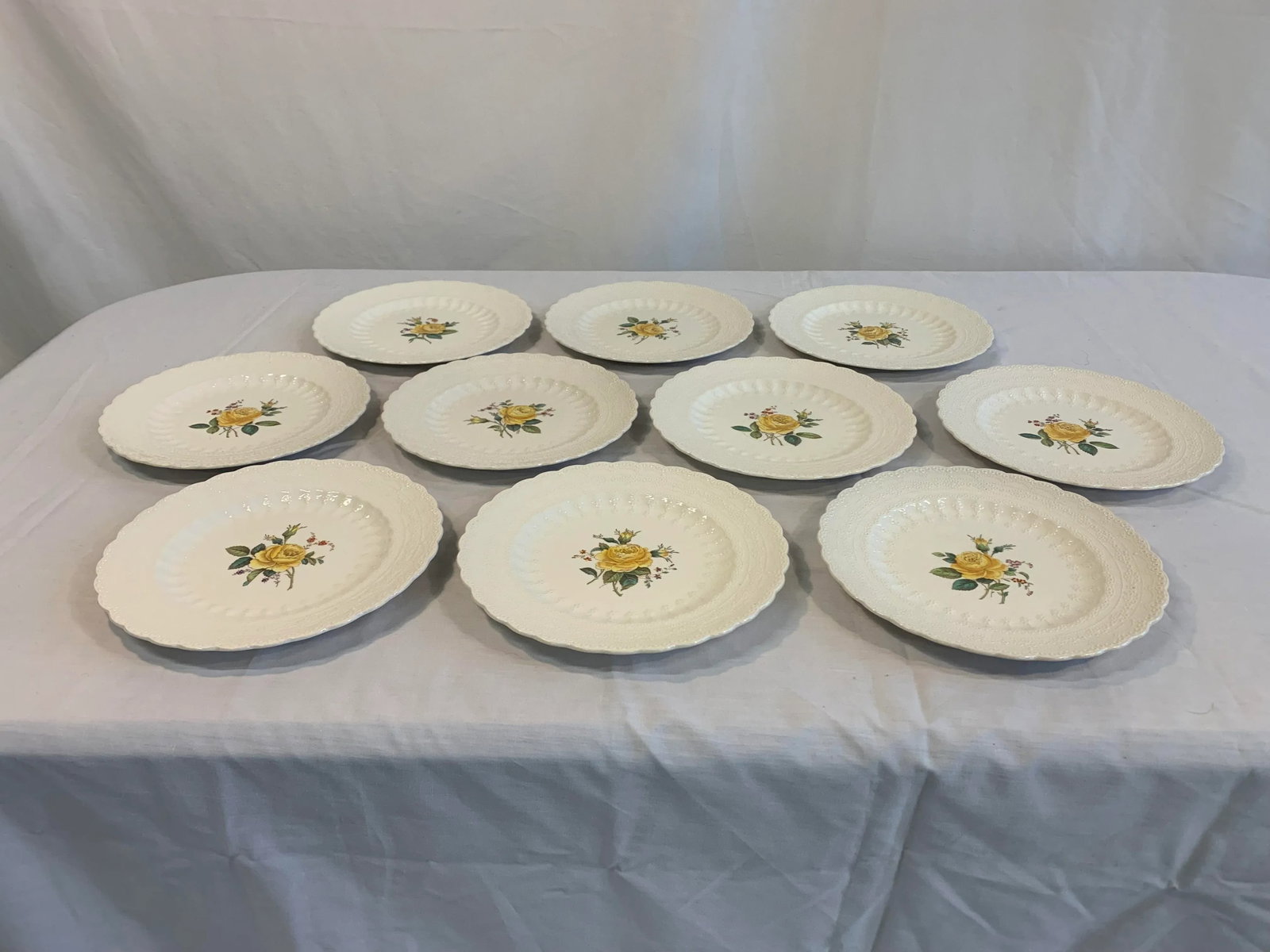 1920s Spode's Billingsley Rose Yellow Luncheon Plates- Set of 10 - 5