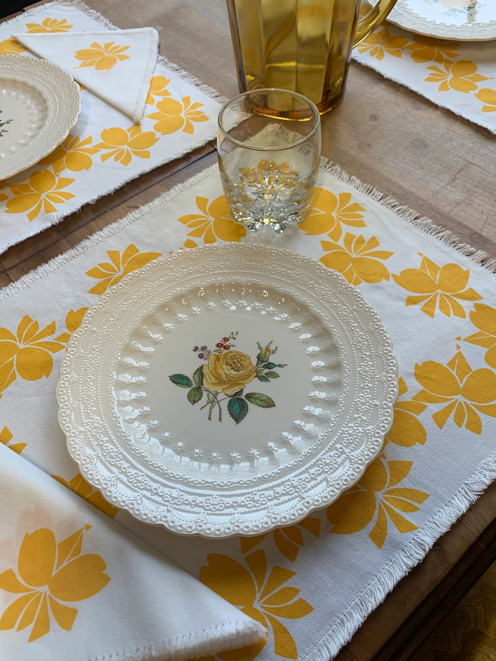 1920s Spode's Billingsley Rose Yellow Luncheon Plates- Set of 10 - 7