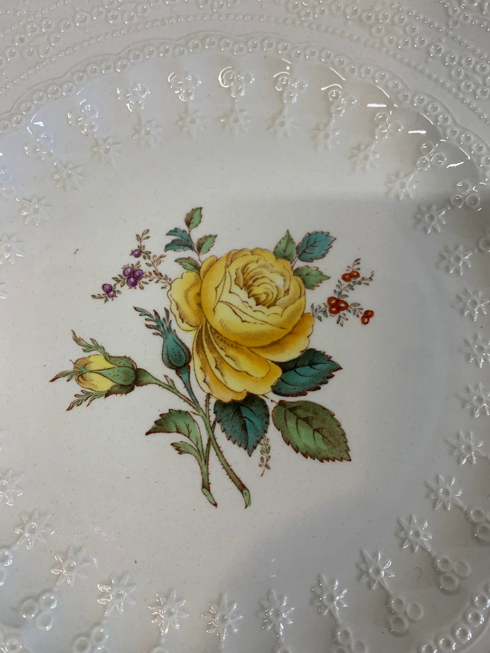 1920s Spode's Billingsley Rose Yellow Luncheon Plates- Set of 10 - 8