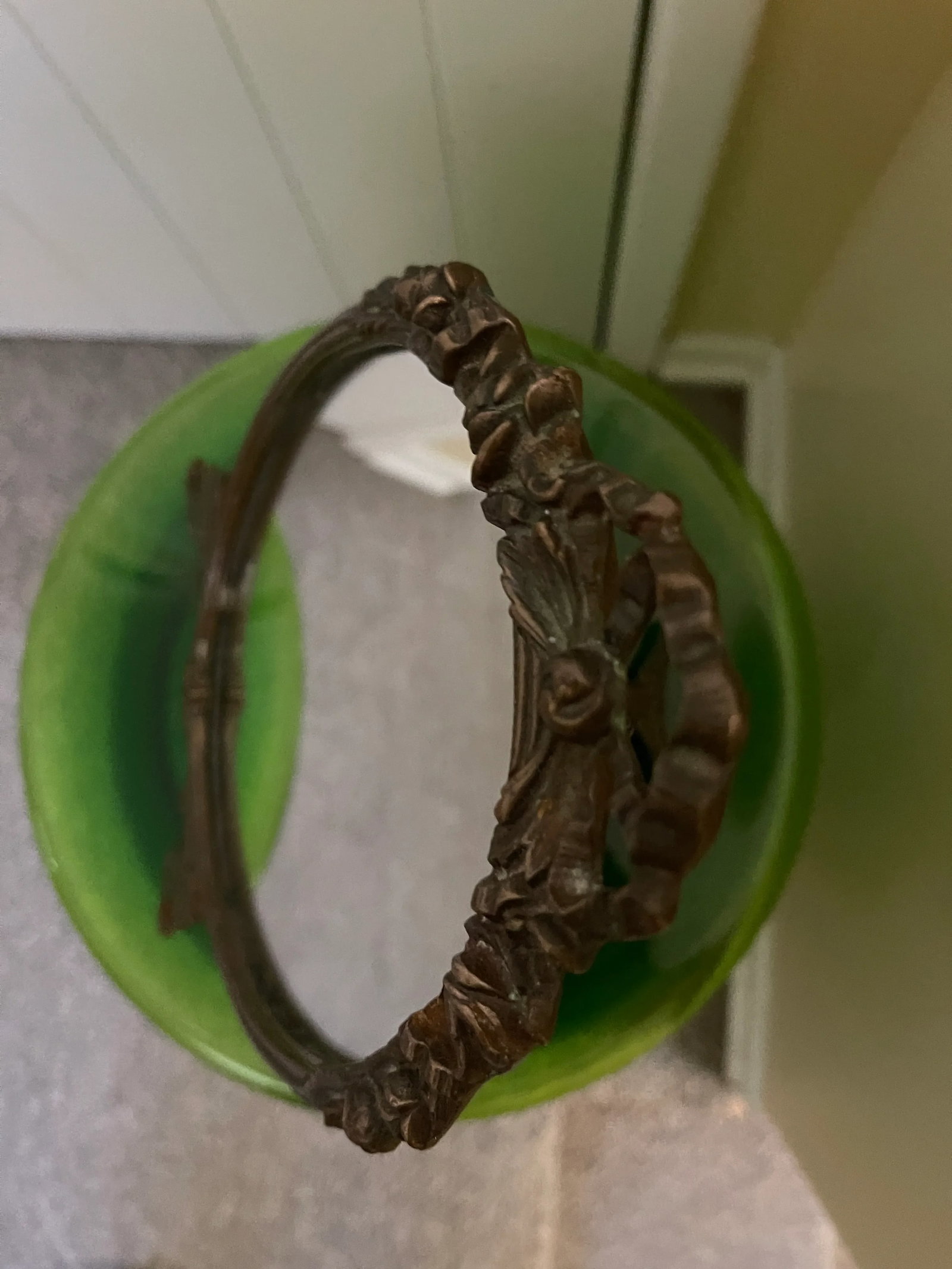 Antique Victorian Table Mirror Oval Shape With Ornate Brass Carving - 3