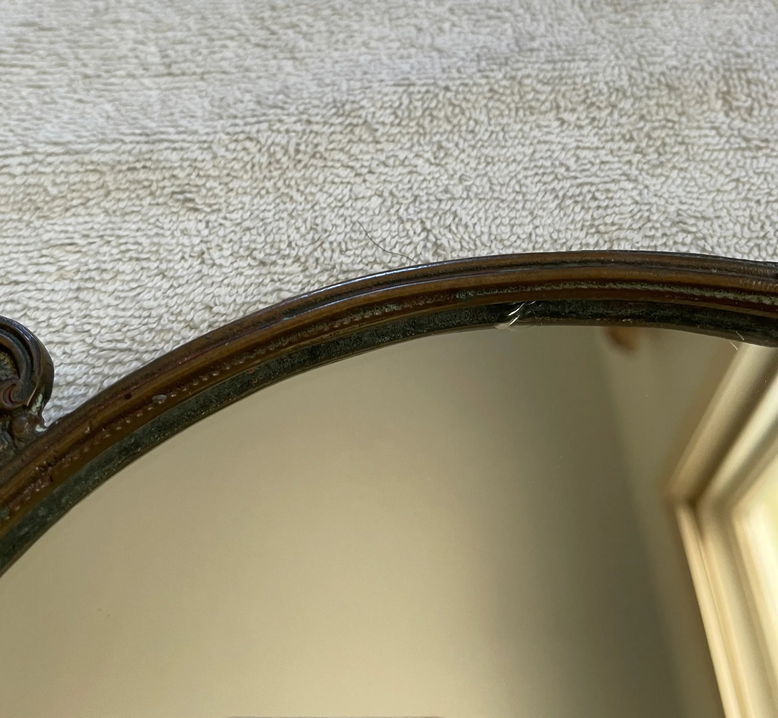 Antique Victorian Table Mirror Oval Shape With Ornate Brass Carving - 8