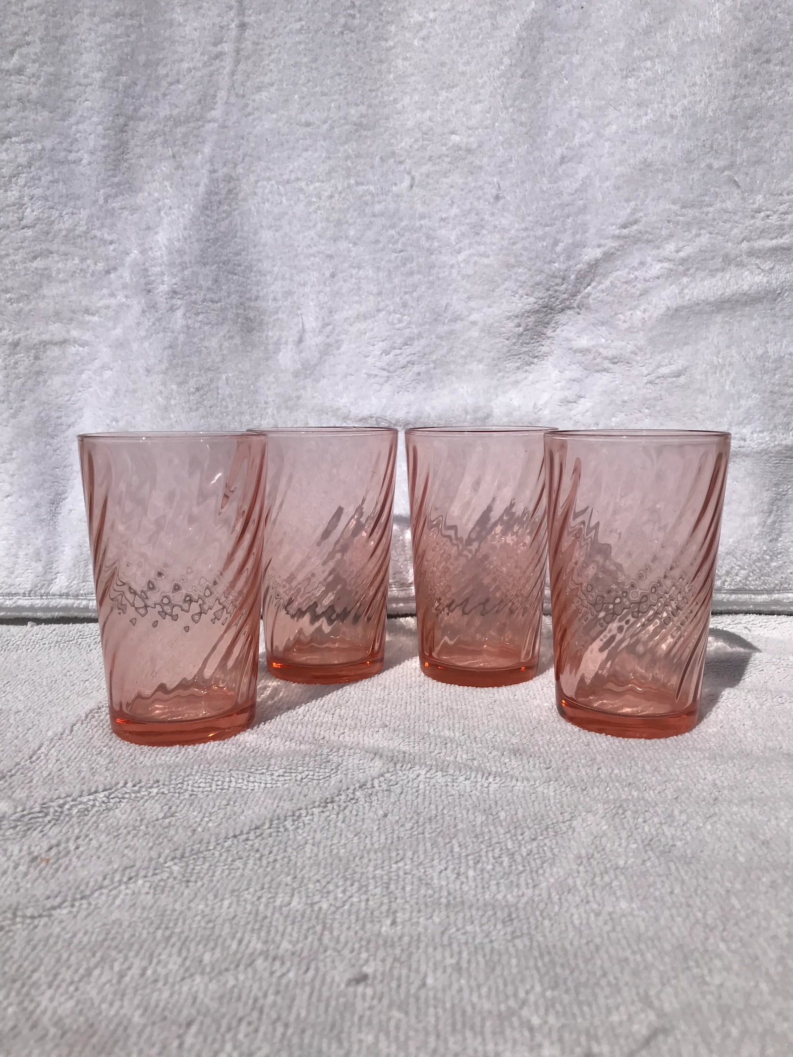 Vintage French Rosaline Pink Opic Swirl Tumbler Glasses by Cristal D'Arques-Durand- Set of 4 - 10