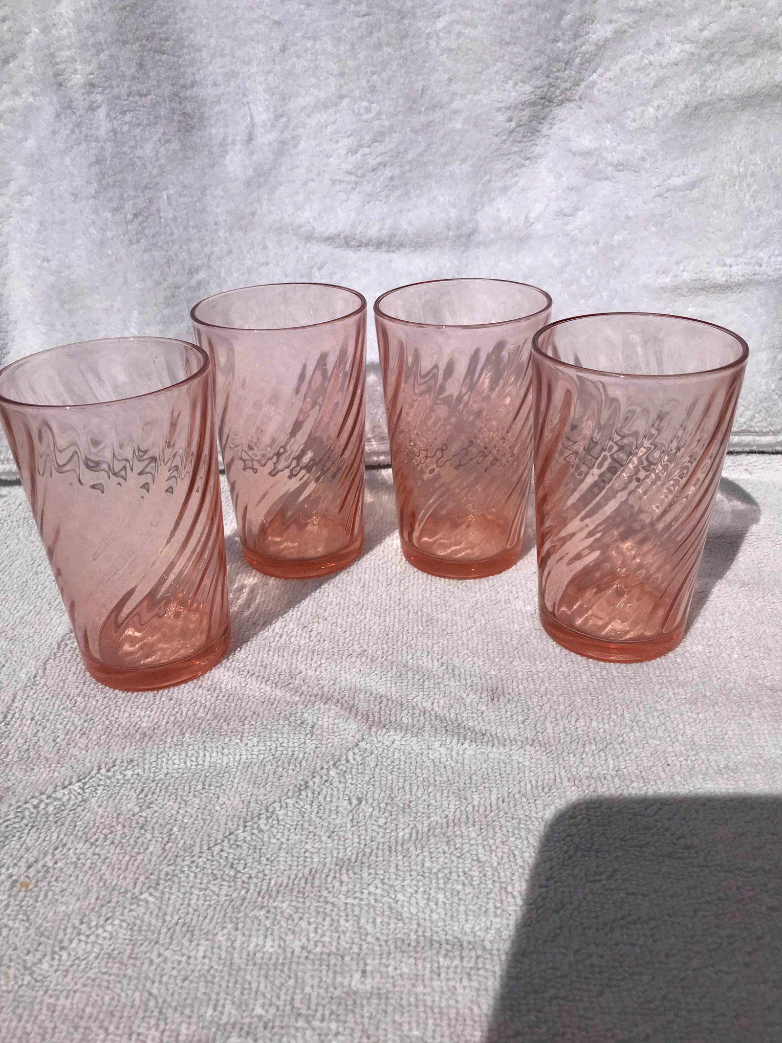 Vintage French Rosaline Pink Opic Swirl Tumbler Glasses by Cristal D'Arques-Durand- Set of 4 - 2