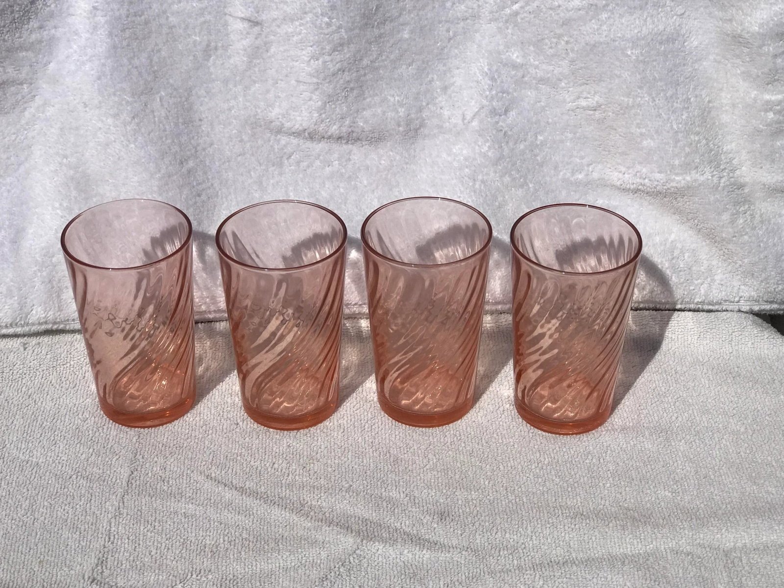Vintage French Rosaline Pink Opic Swirl Tumbler Glasses by Cristal D'Arques-Durand- Set of 4 - 4