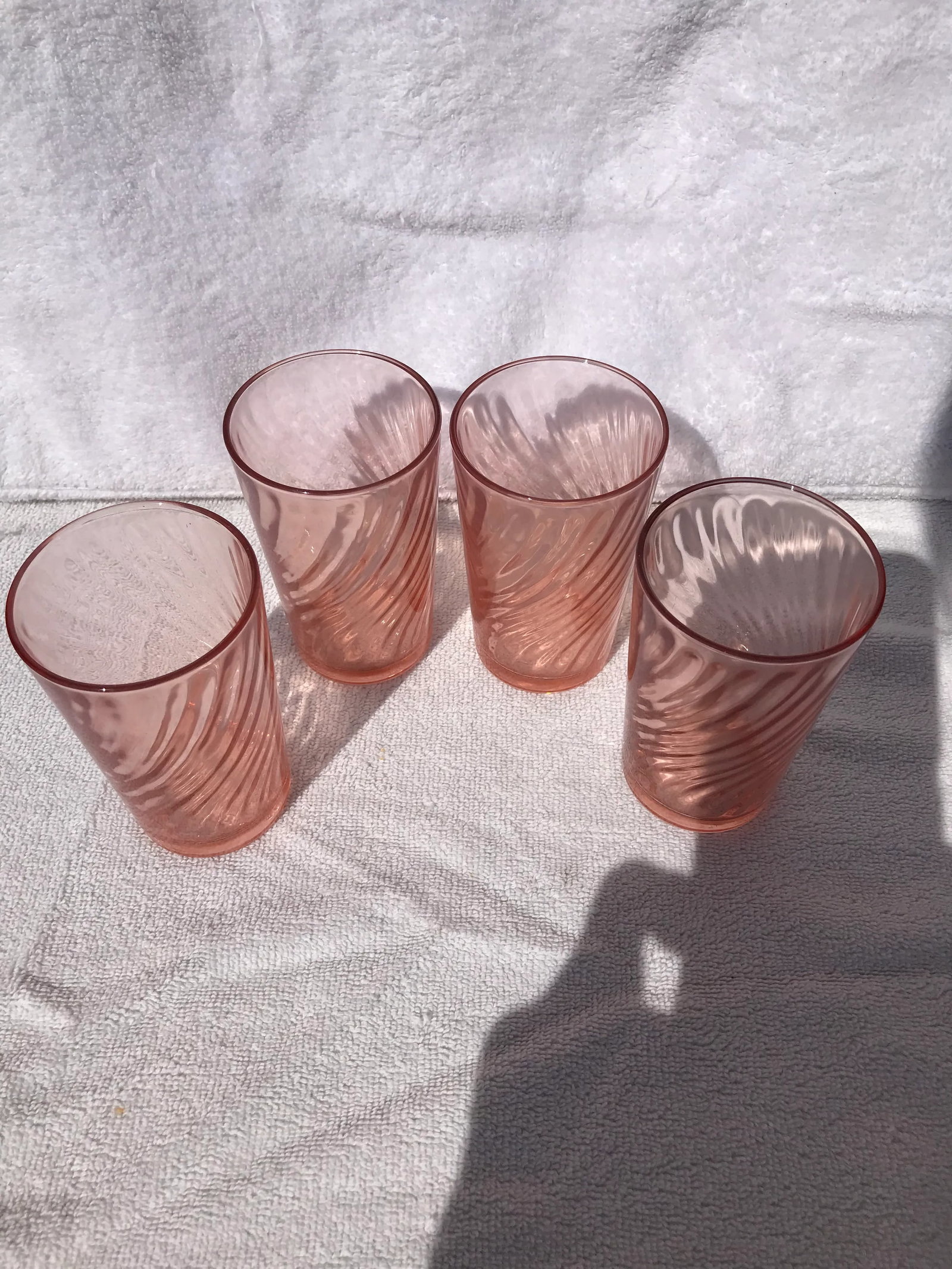 Vintage French Rosaline Pink Opic Swirl Tumbler Glasses by Cristal D'Arques-Durand- Set of 4 - 5