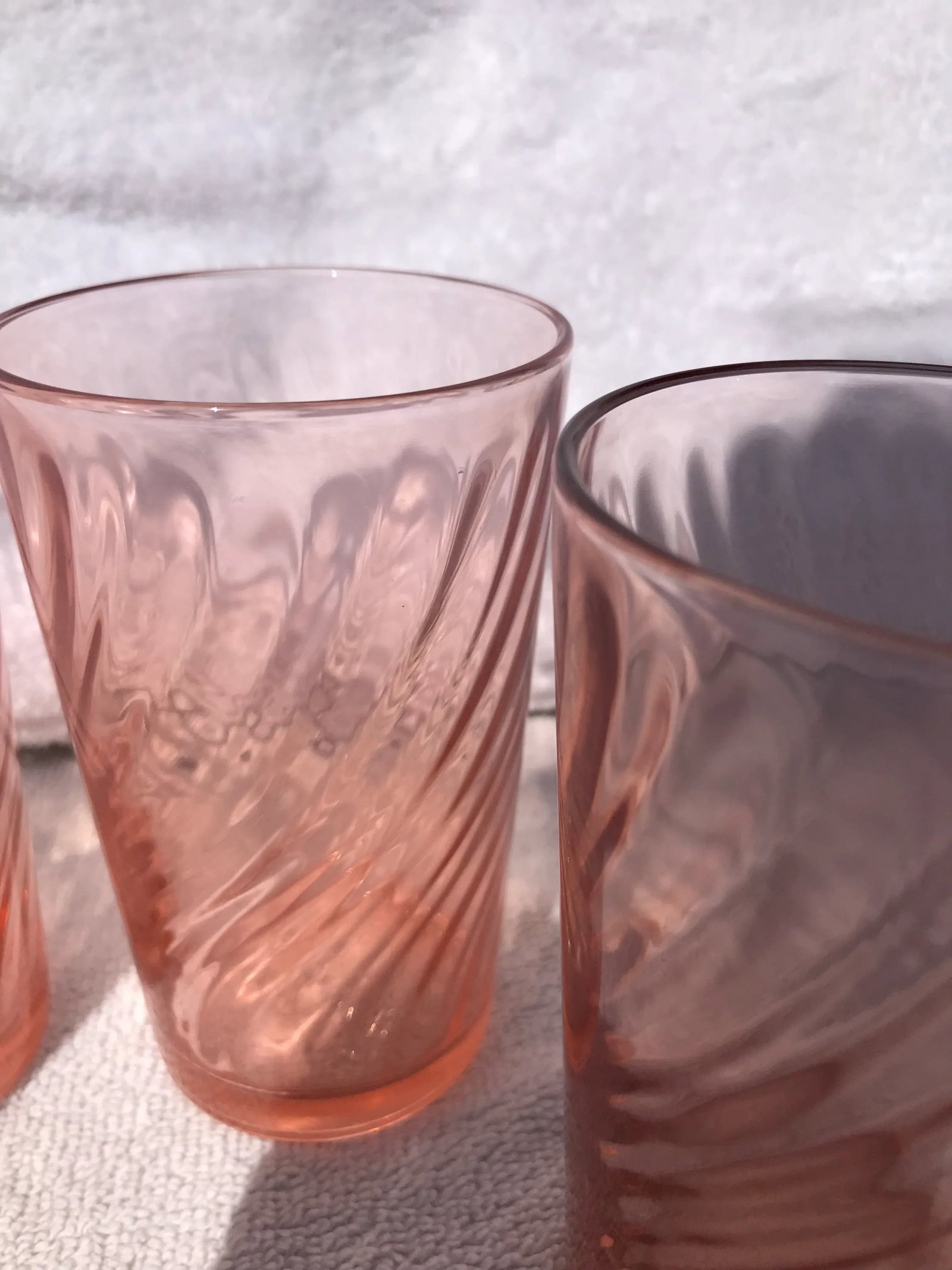 Vintage French Rosaline Pink Opic Swirl Tumbler Glasses by Cristal D'Arques-Durand- Set of 4 - 6