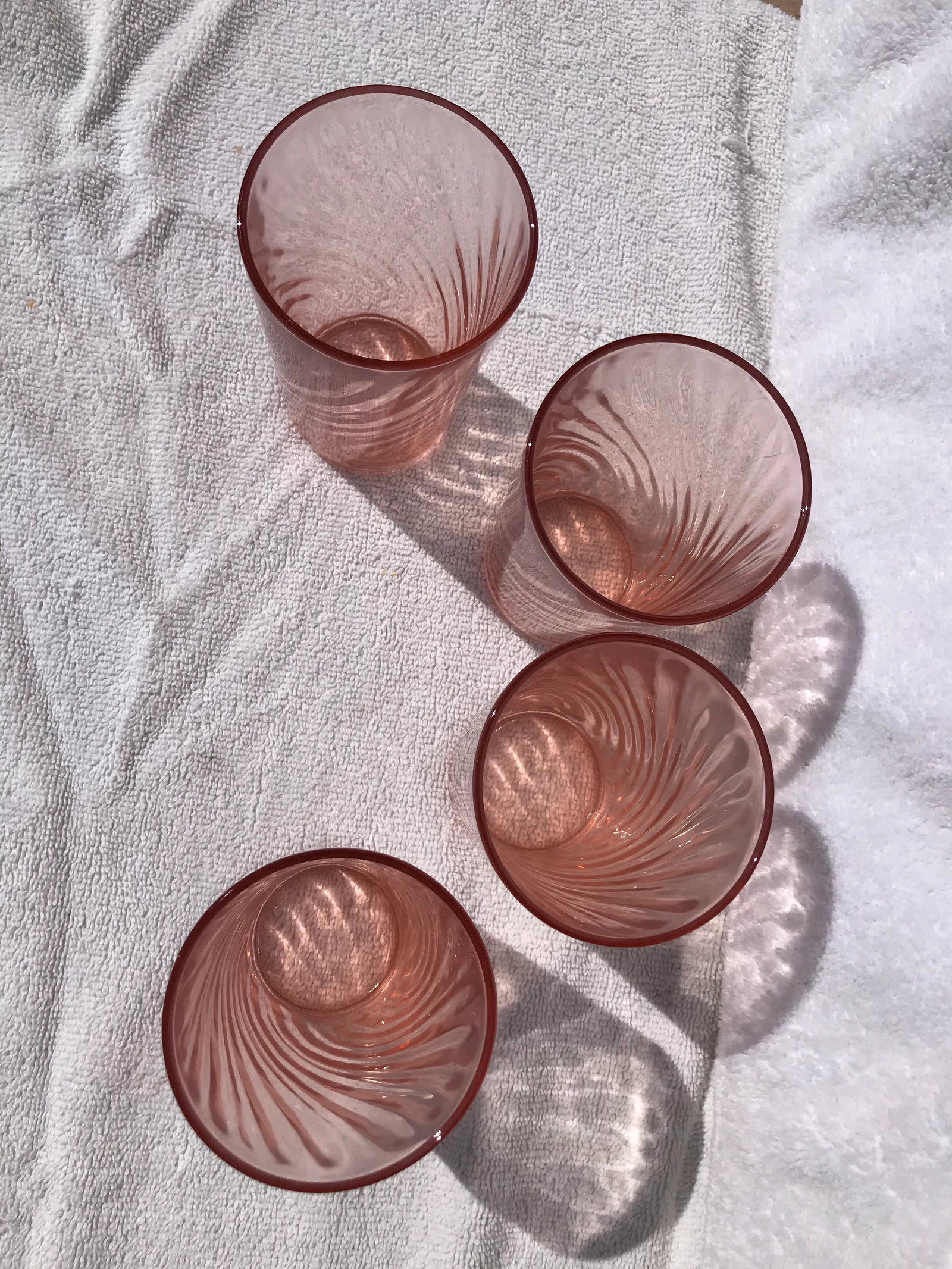 Vintage French Rosaline Pink Opic Swirl Tumbler Glasses by Cristal D'Arques-Durand- Set of 4 - 7
