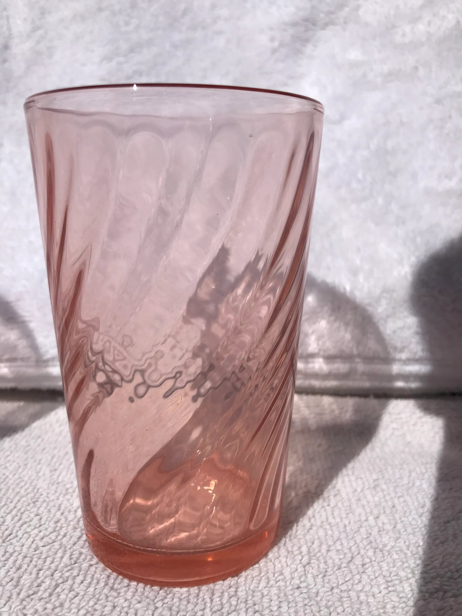 Vintage French Rosaline Pink Opic Swirl Tumbler Glasses by Cristal D'Arques-Durand- Set of 4 - 8