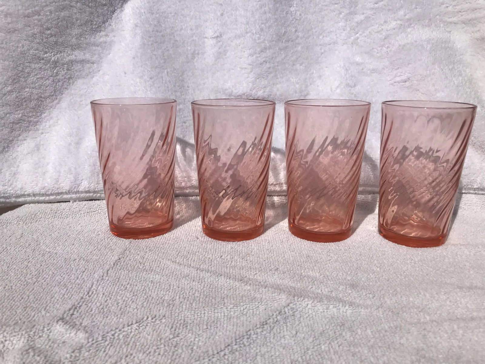 Vintage French Rosaline Pink Opic Swirl Tumbler Glasses by Cristal D'Arques-Durand- Set of 4 - 9